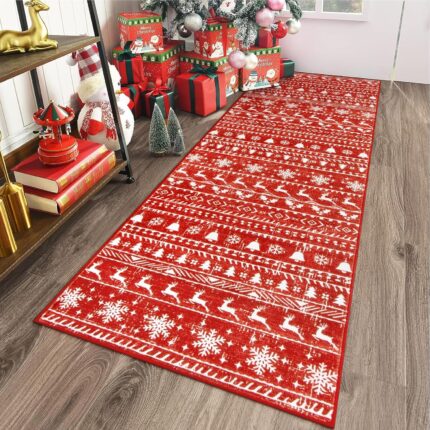 Washable Hallway Runner Rugs , Christmas Runner Rug